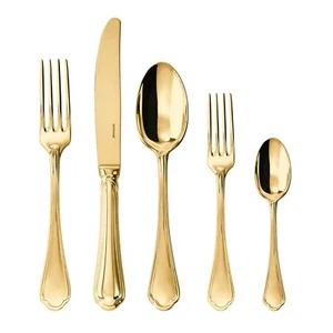 SAMBONET, ITALY   "FILET TOIRAS" STAINLESS STEEL MIRROR FLATWARE 5 PIECE SETTING - Picture 1 of 3