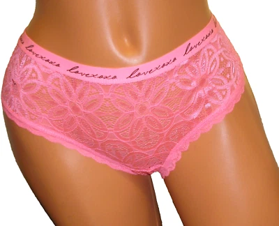 Bragas Lencería Love XOXO Rosa Encaje Hipster Grande Adulto Regalo Foto 1 de 4
