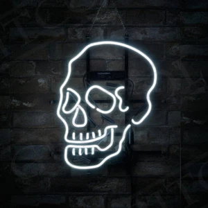Skull Shape Neon Sign Light Beer Bar Pub Room Wall Decor Handcraft Art 17"x14" - Picture 1 of 4