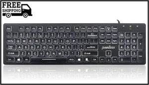 Perixx PERIBOARD-317 Wired Backlit USB Keyboard, Big Print Letter with White Ill - Picture 1 of 4