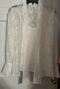 Michael Kors Sheer Blouse, Size S Ivory EUC - Picture 1 of 4