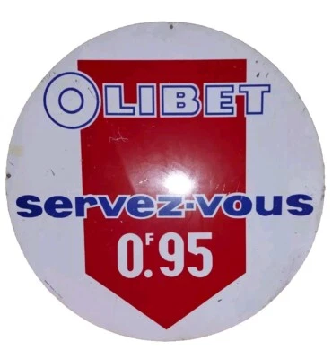 Ancienne Plaque En Tôle Lithographiée - Biscuits OLIBET - Photo 1/2