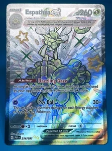 Tarjeta Pokémon Espathra EX 214/091 Paldean Fates Arte Completo Holo Casi Nuevo-Como Nuevo ENVÍO GRATUITO - Imagen 1 de 3