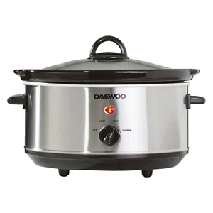 Daewoo Electric Slow Cooker 3.5L Non Stick Bowl Crock Pot w/ Lid Stainless Steel - Picture 1 of 3