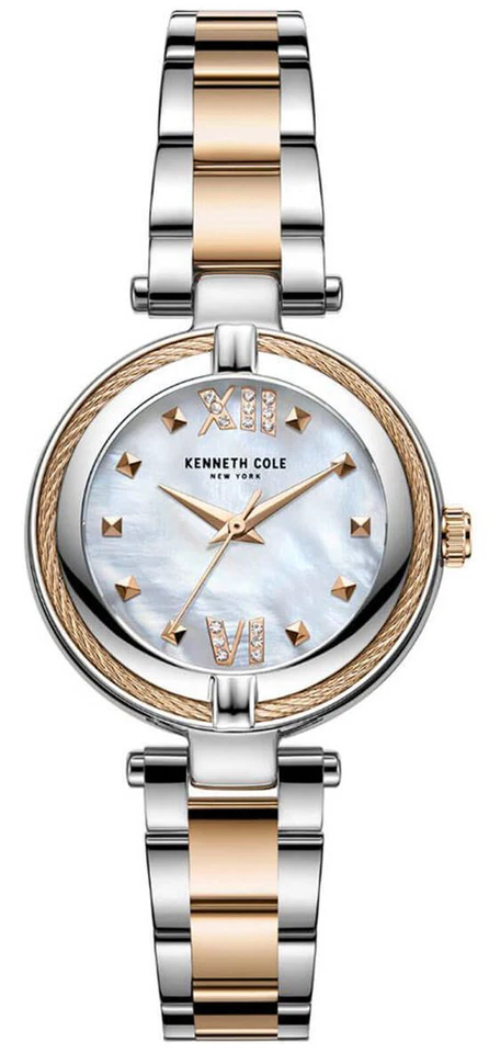 Kenneth Cole Mother of Pearl Crystallized Two Tone Women's Watch KC51052002