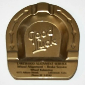 Vintage Metal Ashtray, Good Luck Horseshoe Lakewood Alignment Service advertisin - Picture 1 of 3