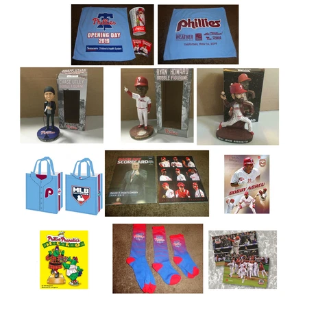 PHILLIES~2019 GIVEAWAY: utley/howard bobblehead/rally towel/socks/scorecard sga Cover