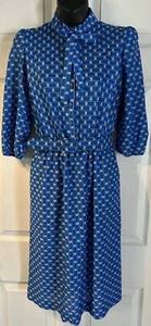 Vintage 80er Lady Carol Petites Midikleid Damen 12 Sekretärin Krawattengürtel - Bild 1 von 11