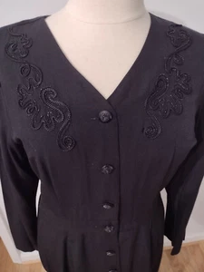 Vtg Dress Womens Size 18 Beaded Bodice Elastic Back Waist Special Effects - Picture 1 of 11