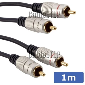 1 METRE High Quality GOLD 2 x RCA Phono to Phono Audio Lead OFC CABLE 1M - Picture 1 of 2