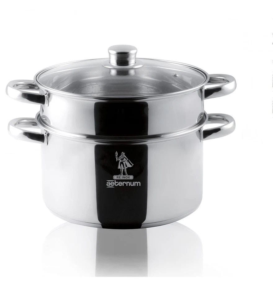 Aeternum Bialetti Divina Vaporiera 22cm Acciaio Inox 18/10 Con Coperchio Vetro - Immagine 1 di 4