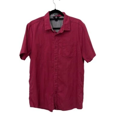 Volcom Men's Polo Shirt Size Large Short Sleeve Button-Up Red Slim Fit Casual - Image 1 of 4