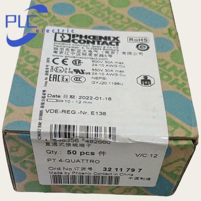 3211797 PT 4-QUATTRO 10PCS NEW Phoenix Straight-through Terminal 800V 32A Gray - Image 1 of 3