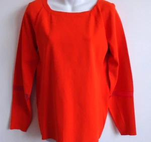 ICB NYC women's Orange Ribbed Satin Striped Arm Long Sleeve Sweater NWT 398 XS - Picture 1 of 18