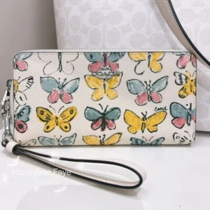 NWT Coach  Long Zip Around Wallet With Butterfly Print CAO82 - Picture 1 of 15