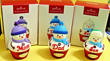 2023 Hallmark "MOM, DAD & SON" (cupcake snowman) X3
