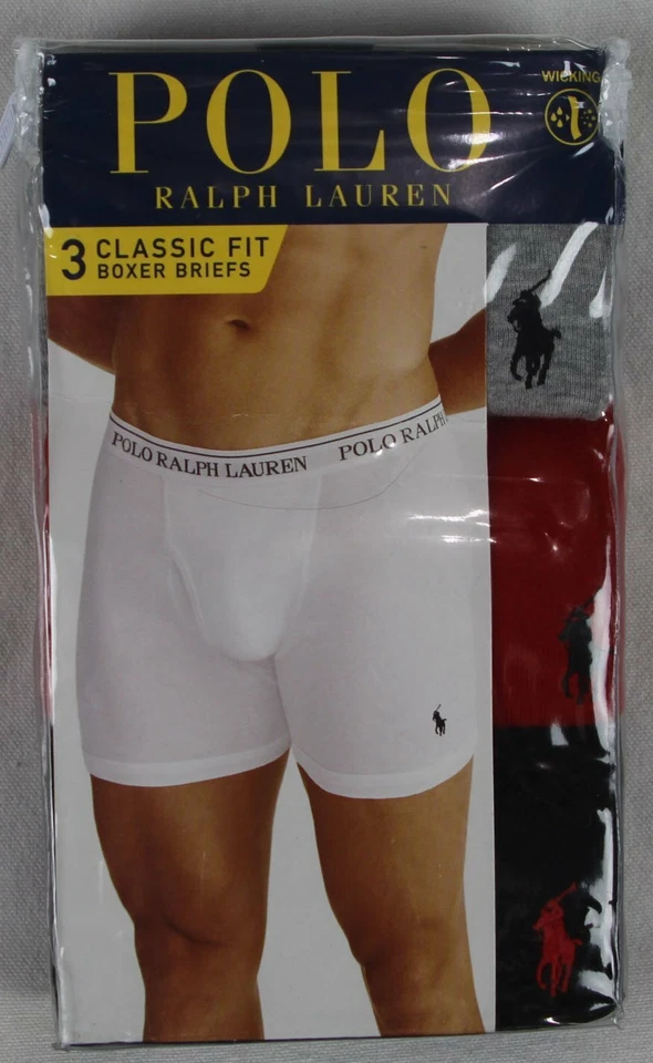 Polo Ralph Lauren Large Set of 3 Classic Fit Boxer Briefs Wicking Cotton