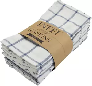 Servilletas de cena de algodón suaves a rayas y cuadros - Paquete de 12 (17 X 17 pulgadas) - para - Imagen 1 de 12