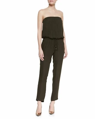 Haute Hippie Black Strapless Drawstring Silk Jumpsuit Size XS - Image 1 of 2