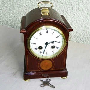 ANTIQUE MINIATURE FRENCH BEEHIVE INLAY OFFICERS BRACKET/MANTEL CLOCK - Picture 1 of 9