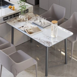4-6 Seats Luxury Sintered Stone Dining Table Thicken Aluminum Base Kitchen Table - Picture 1 of 14