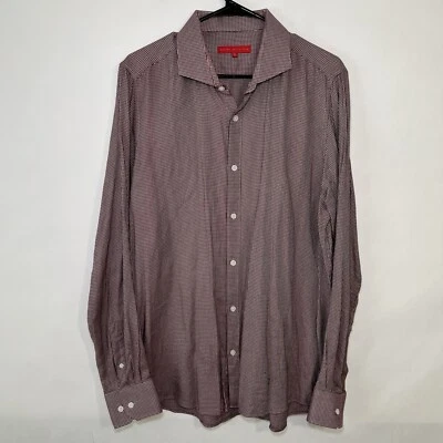 Report Collection Button Up Shirt Men Size XL Red Geometric Pattern Long Sleeve - Image 1 of 4