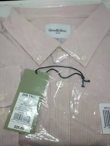 Goodfellows 2XB Tall Mens Rosy Stripe Button Down Shirt NWT - Picture 1 of 2