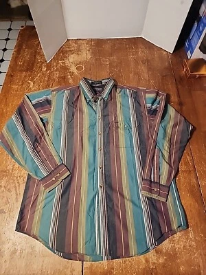 De colección Años 90 Roundtree & York Rayas Manga Larga Cuello Abotonado Grande Foto 1 de 4