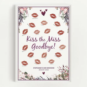 Hen Party Game Accessories Kiss The Miss Goodbye | A4 A3 Personalised Keepsake - Picture 1 of 7
