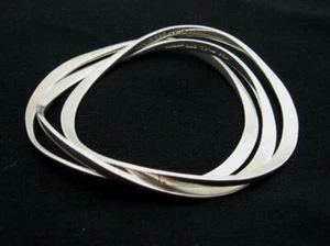 WUNDERBARER NACHLASS SET AUS DREI TAXCO STERLINGSILBER GEDREHTEN ARMREIF ARMBÄNDERN, 8" - Bild 1 von 5