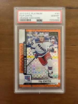 2017-18 O-PEE-CHEE PLATINUM FILIP CHYTIL ORANGE CHECKERS Rookie #06/25 PSA 10 - Image 1 of 2