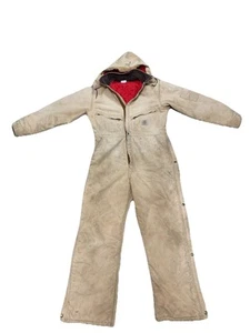 Vintage Carhartt Insulated Canvas Coveralls Mens Size 52 Reg Brown Tan BRN USA - Picture 1 of 5
