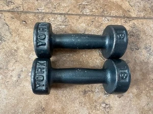 Vtg York 3lb Dumbell Barbell Round Head fat grip - Picture 1 of 4