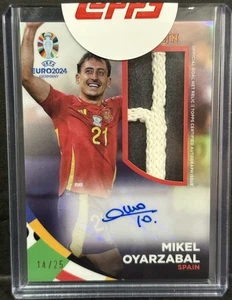 2024 Topps Chrome UEFA EURO Spain Mikel Oyarzabal Gold Net Relic Auto /25 - Picture 1 of 2