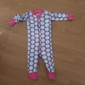 Traversina Hanna Andersson 100% cotone biologico bambino zip viola rosa pois 9-18 mesi - Foto 1 di 7