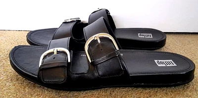 FITFLOP buckled strap slide sandals. UK 6. EU 39. Black. Lovely style. Vgc - Image 1 of 4