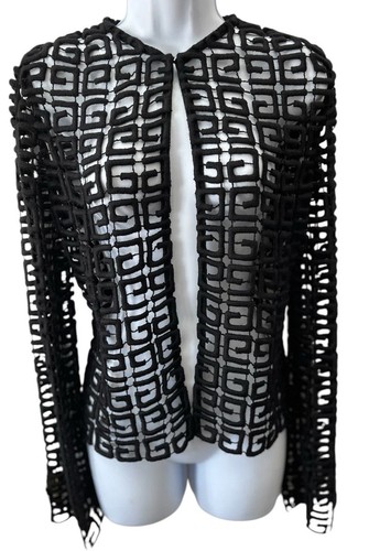 Cardigan Givenchy 4G Guipure nuovo nero pizzo logo taglia 36 Made in Italy nuovo con etichetta
