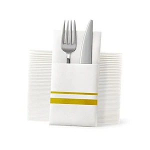 Disposable Dinner Napkins Cloth Like with Built-in Flatware Pocket,Wedding - Picture 1 of 6