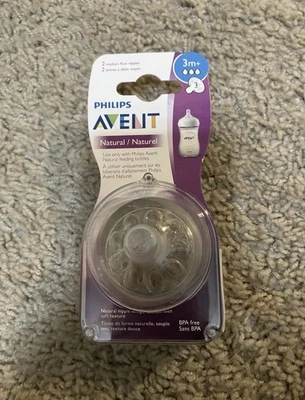 Philips AVENT Natural Bottle Nipple Medium Flow Nipple 3M+ New - Image 1 of 4