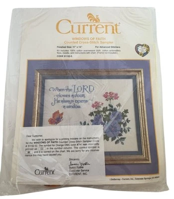 Current Counted Cross Stitch Kit Windows Of Faith Christian Religious Flowers - Image 1 of 4