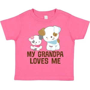 Inktastic My Grandpa Loves Me Girls Toddler T-Shirt Grandchild From Childs Puppy - Picture 1 of 13