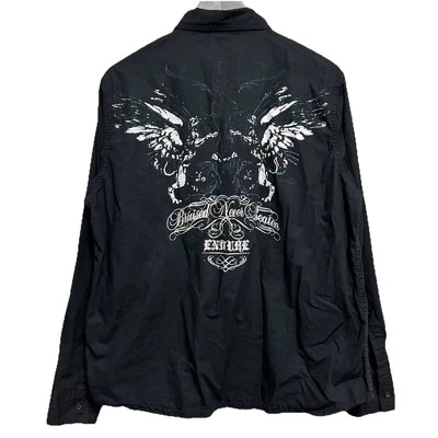 Рубашка мужская элитная смешанных боевых искусств большая черная графическая с синяками никогда не избивалась на пуговицах гранж - Изображение 1 из 4