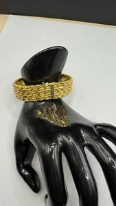 Bracciale Tono Oro Metallo Tessuto De Cesare Italia 7,5 Pollici Costume Fashion Estate - Foto 1 di 5