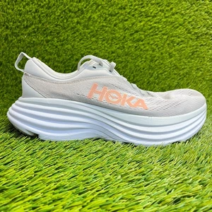 Scarpe da corsa sportive Hoka One One Bondi 8 donna taglia 7 grigio bianco sneakers - Foto 1 di 12