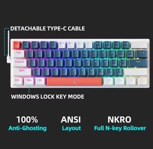 60% Mechanical Gaming Keyboard Rgb With Anti Ghosting Keys - Picture 1 of 3