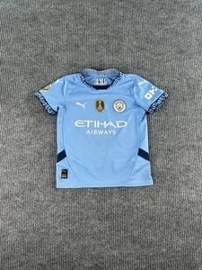 Manchester City Rodrigo 16 Kids 9-10 Puma Home Jersey Small Blue Youth Football - Picture 1 of 15