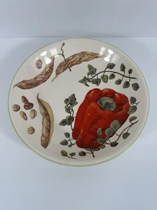 Williams Sonoma Red Pepper Vegetable 9.5" Ceramic Pasta Dish Serving Bowl #738 - Picture 1 of 9