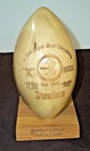 Grid Works Inc Pittsburgh Steelers Engraved Wooden Super Bowl Football 2682/5000 - Picture 1 of 3