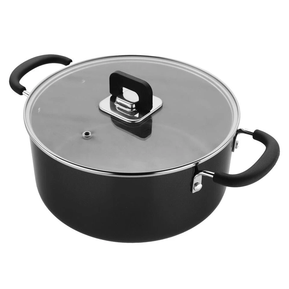 NutriChef Non-Stick Casserole w/ Lid 5qt- Foldable Knob works NCCWSTKBLK -Black - Image 1 of 3