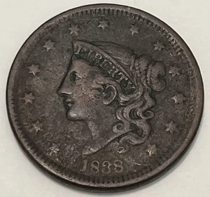 1838 Large Cent Coronet Head United States Coin - Picture 1 of 2